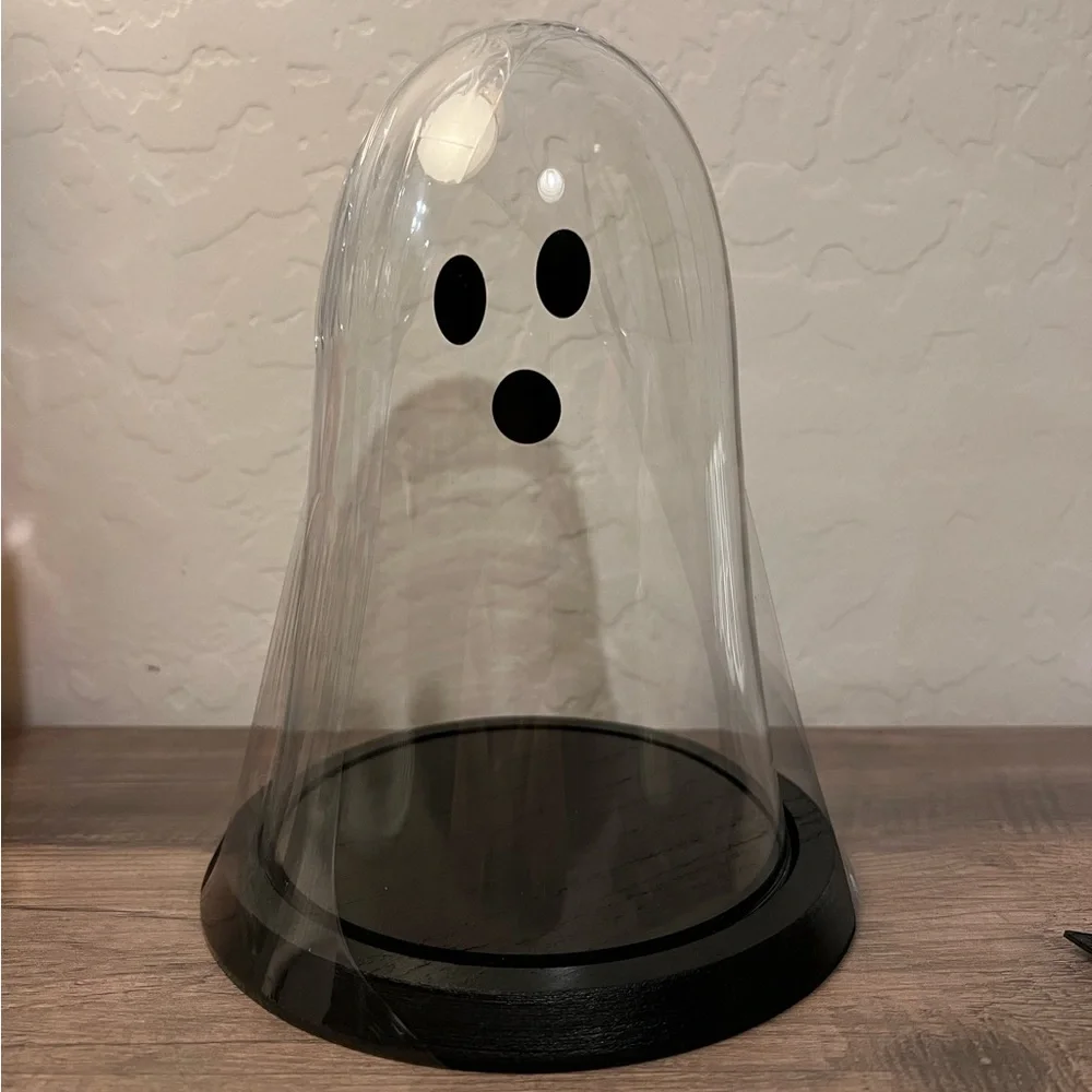 Target Bullseyes Playground Halloween Ghost Glass Cloche Wood Base